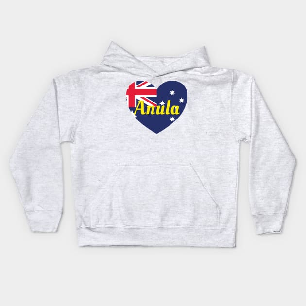 Anula NT Australia Australian Flag Heart Kids Hoodie by DPattonPD